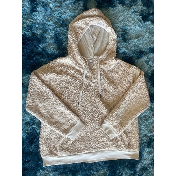 Zella Tops - Zella By Zella Womens XL Cream Sherpa Pullover Hoodie Cozy‎ Comfy